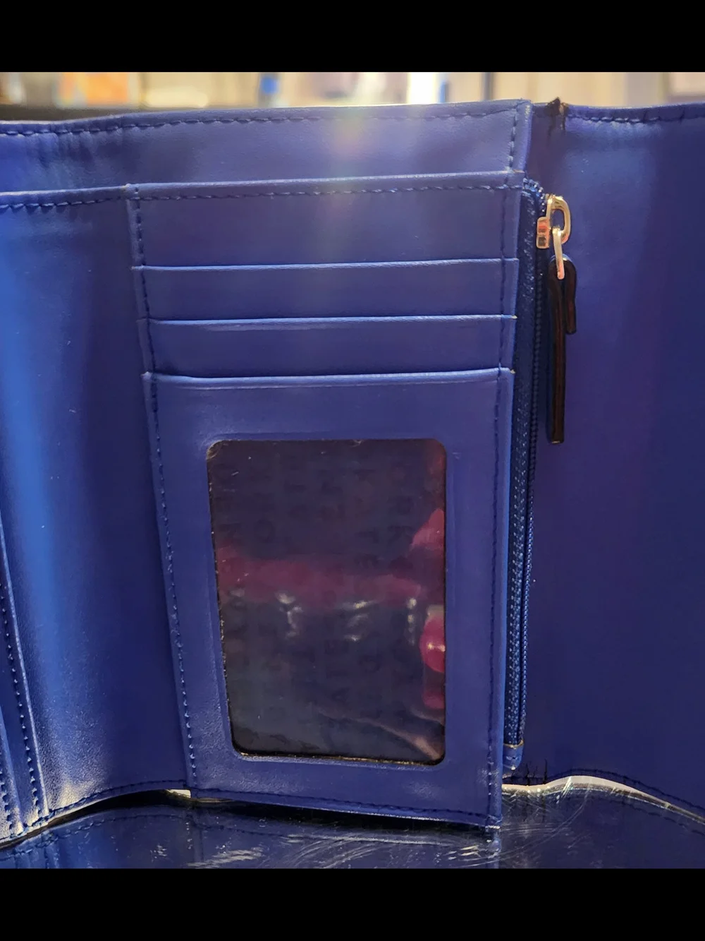 kate spade cobalt blue pebbled leather Tri-fold wallet